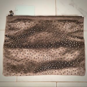 Grey gemstone fold-over clutch